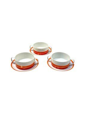 MCM Thomas Rosenthal Cream‎ Soup Bowls & Plates Carousel  Lot 3 Porcelain 70s